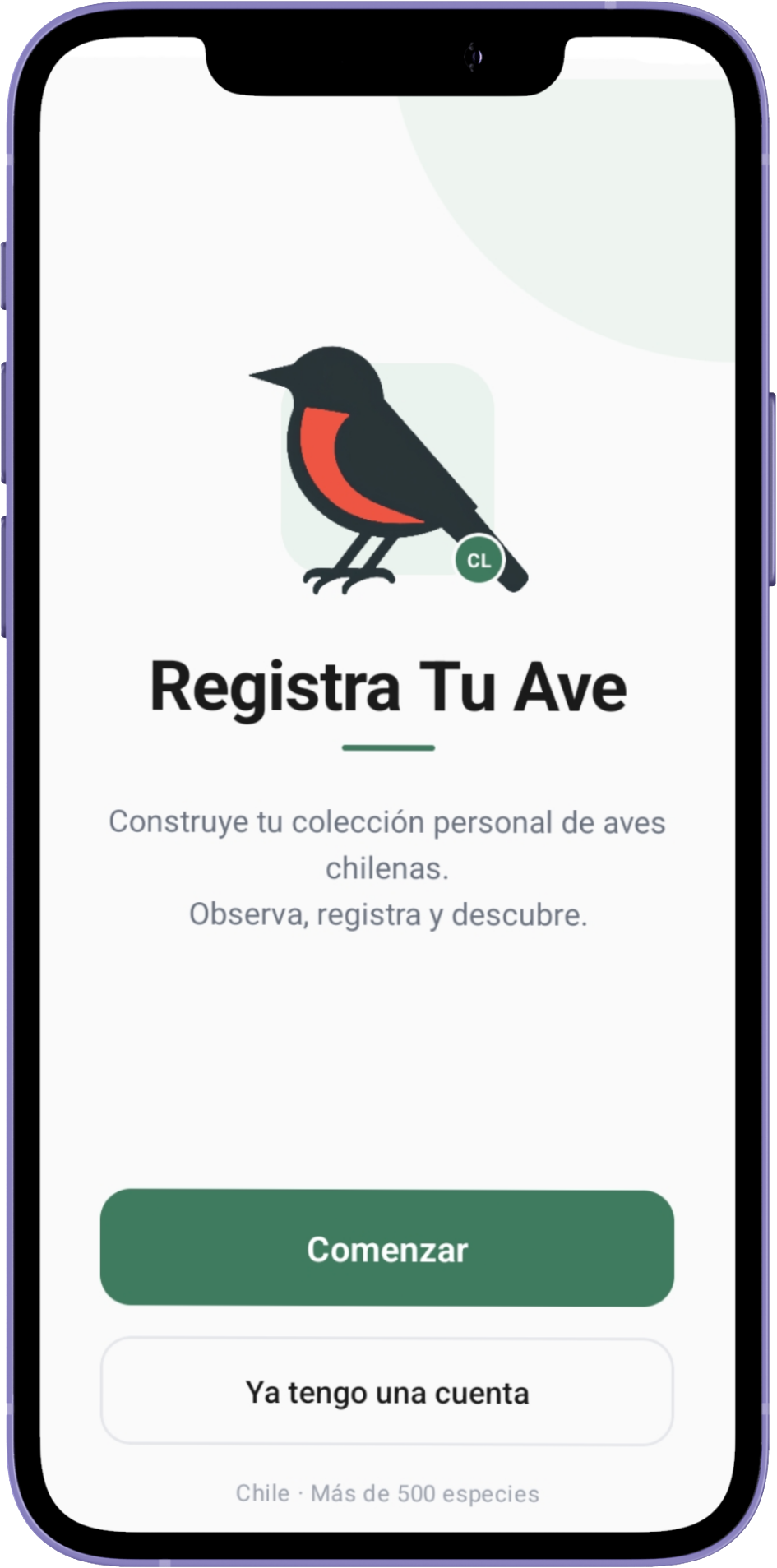 Álbum de aves en la app